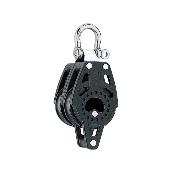 Harken 40mm Carbo Block - zweischeibig mit Schäkel, 90° bewegbar und Hundsfott