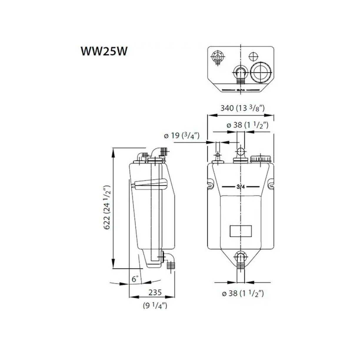 Vetus Schmutzwassertank 25 Ltr.