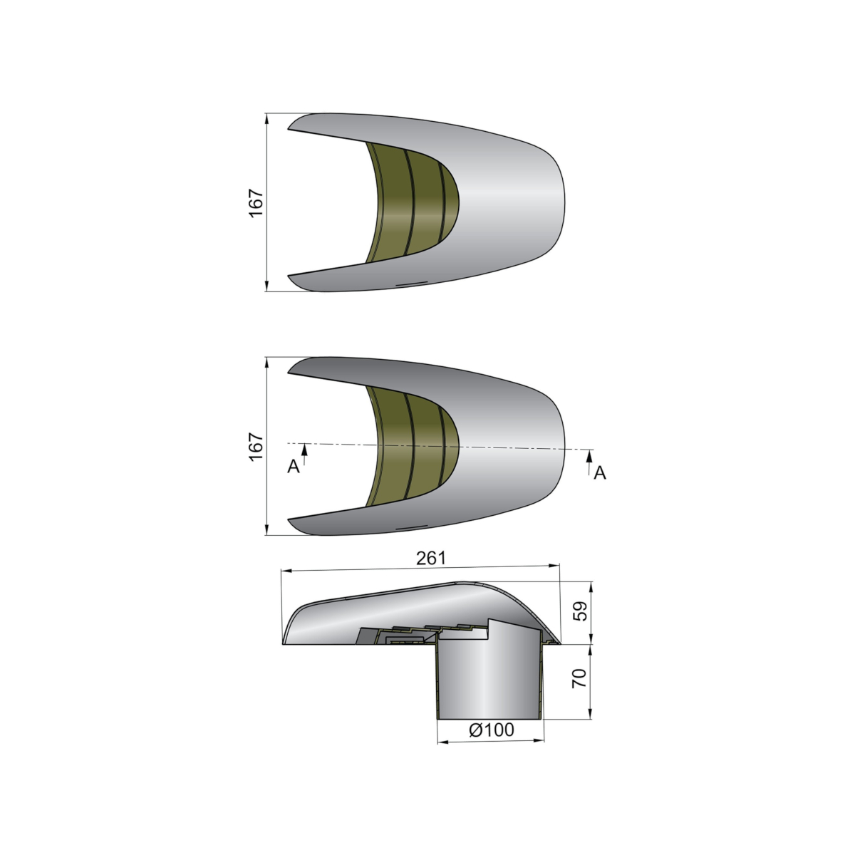 Vetus Lüftungsmuschel TYP100, AD=100mm
