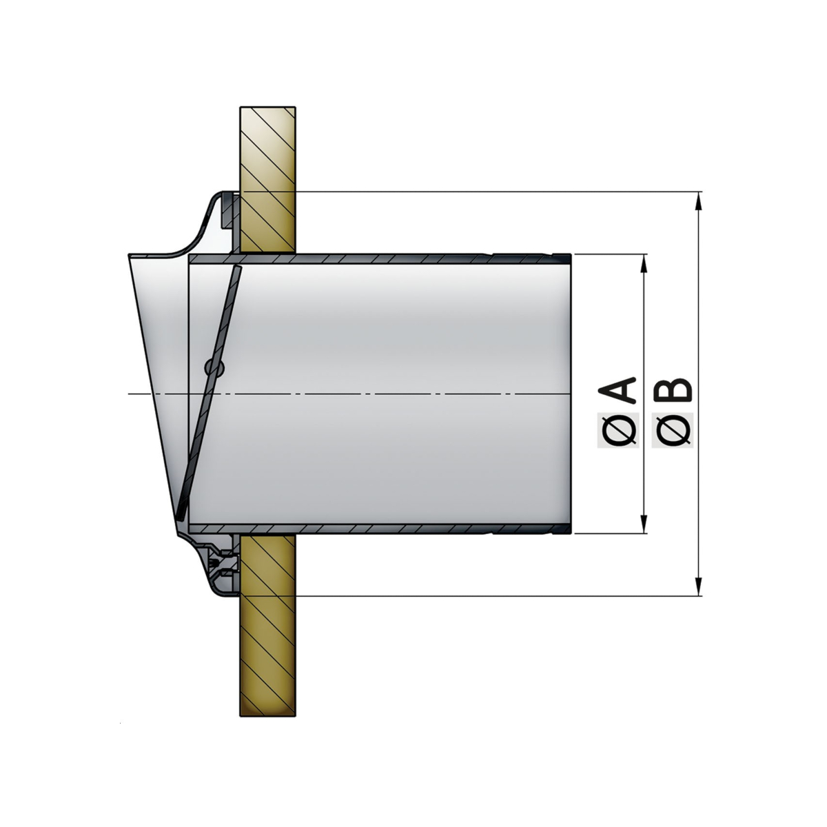 Vetus Spiegeldurchführung Edelstahl 75 mm