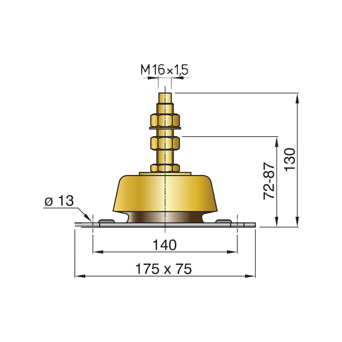 Vetus flexibles Motorlager Typ HY230 (55)