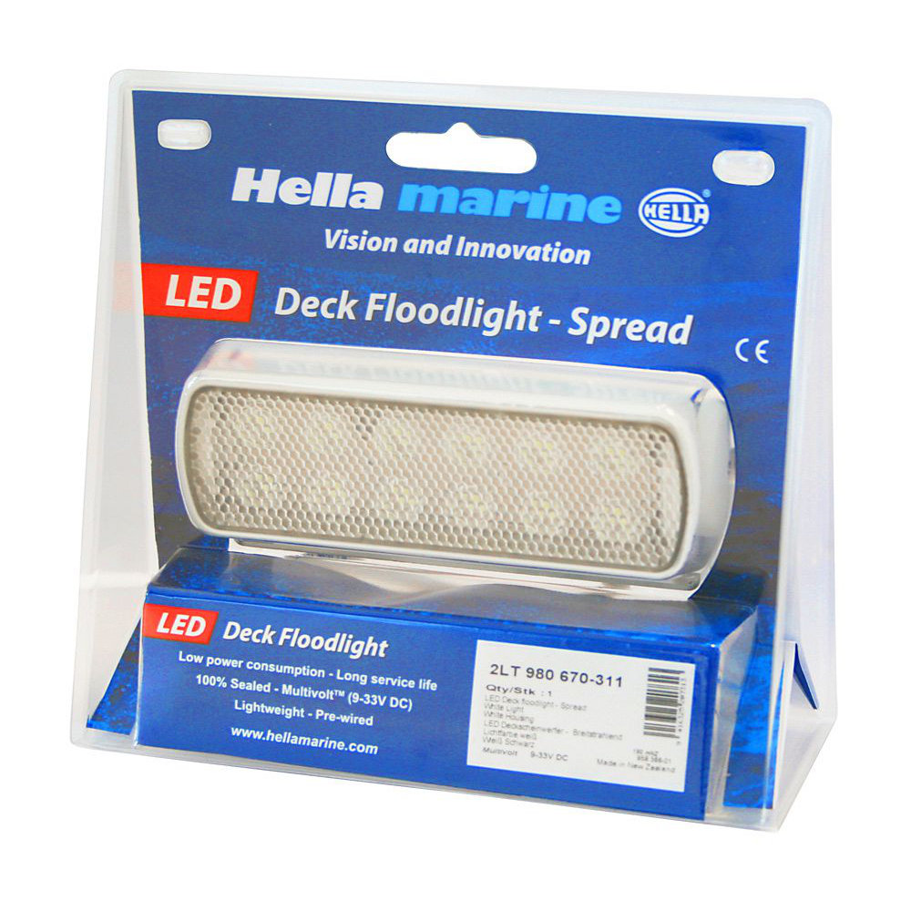Hella Marine Serie 0670 Sea Hawk LED Deckscheinwerfer - Anbau, breitstrahlend, Gehäuse weiß