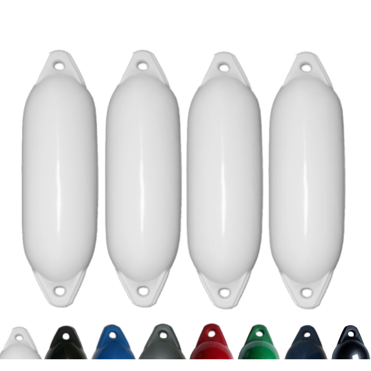 Majoni Bootsfender 4er-Set Fender Star 35 Langfender - weiß, 62 x 21 cm