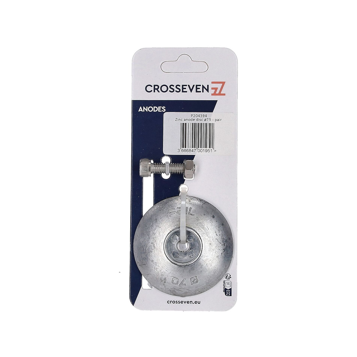 Crosseven Opferanode Zink Rund Durchmesser 75mm 2 Stück