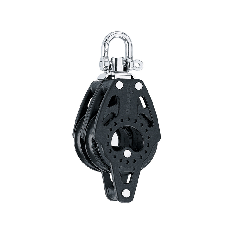Harken 75mm Carbo Block - zweischeibig mit Wirbelschäkel und Hundsfott