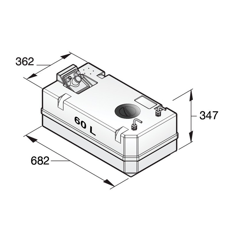 Vetus Dieseltank 60l kpl. 8mm Anschluss