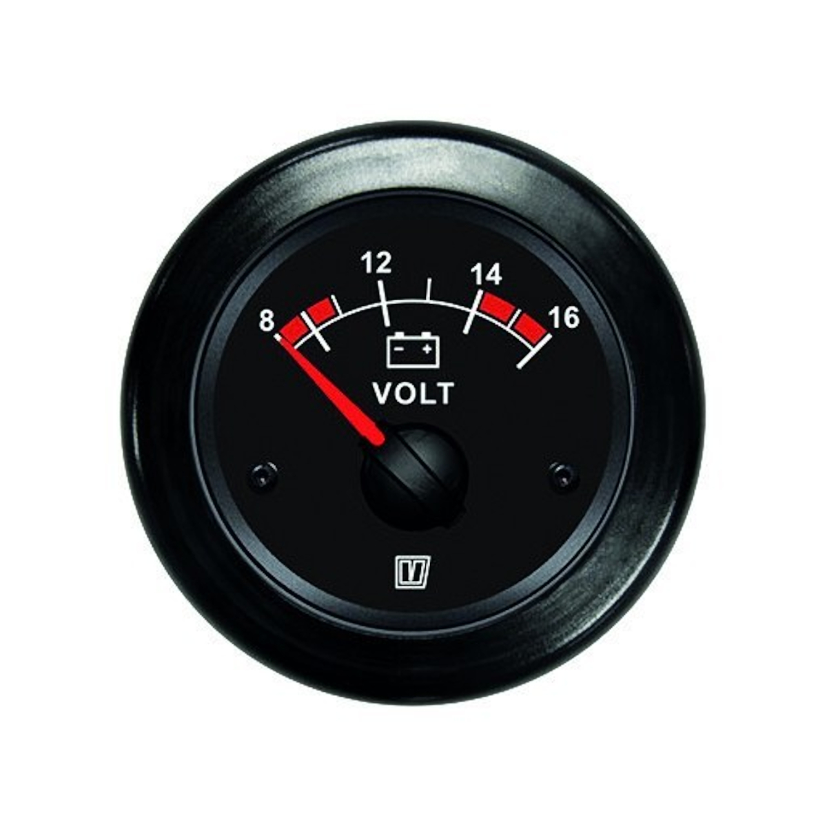 Vetus Voltmeter, schwarz, 12 Volt 52 mm Ausschnittdurchmesser