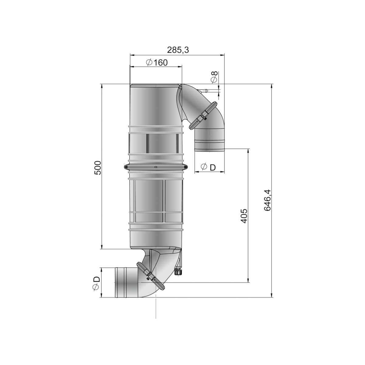 Vetus Kunststoff Schwanenhals / Schalldämpfer 40mm
