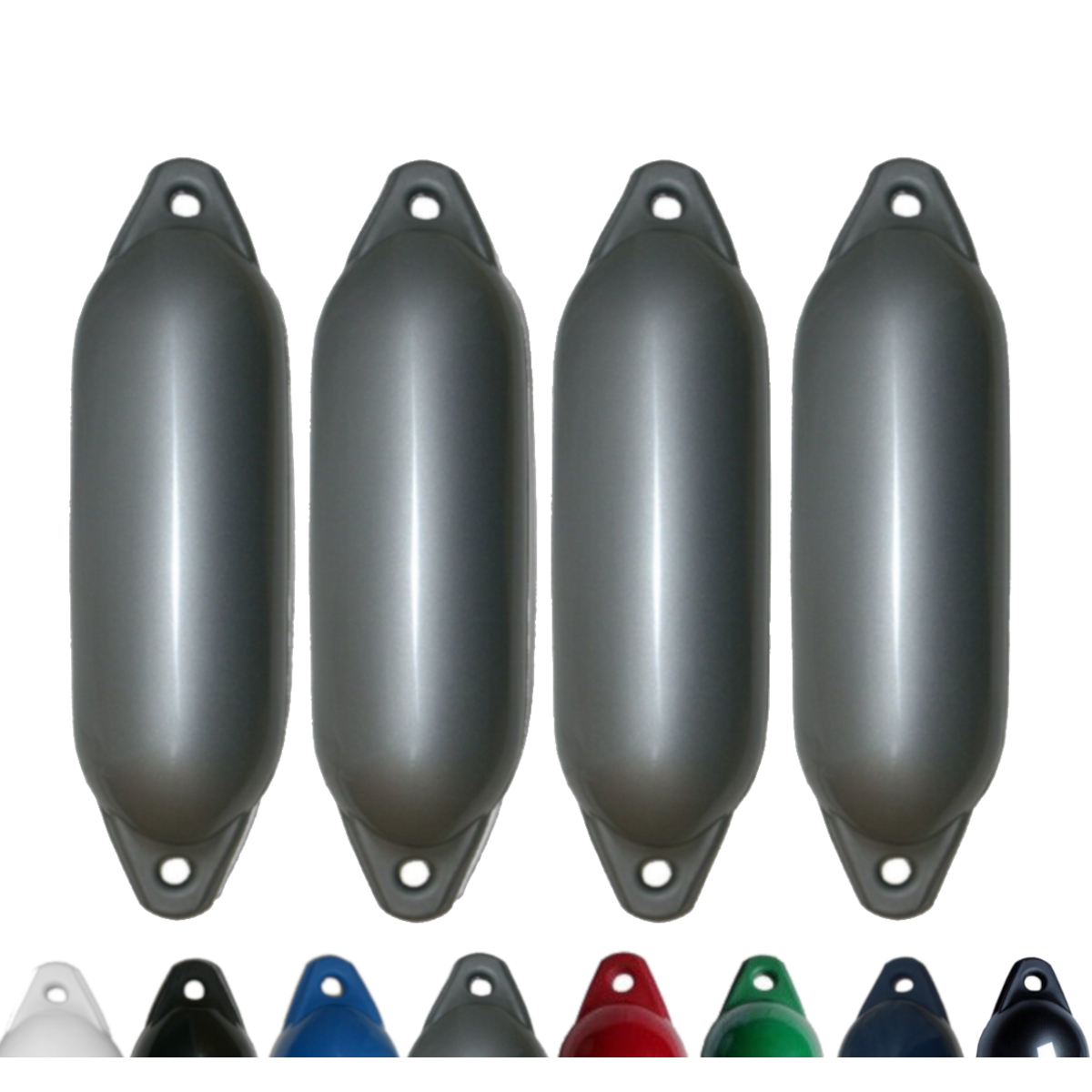 Majoni Bootsfender 4er-Set Fender Star 35 Langfender - silber, 62 x 21 cm