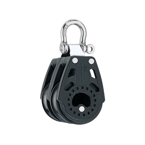 Harken 40mm Carbo Block - zweischeibig mit Schäkel, 90° bewegbar