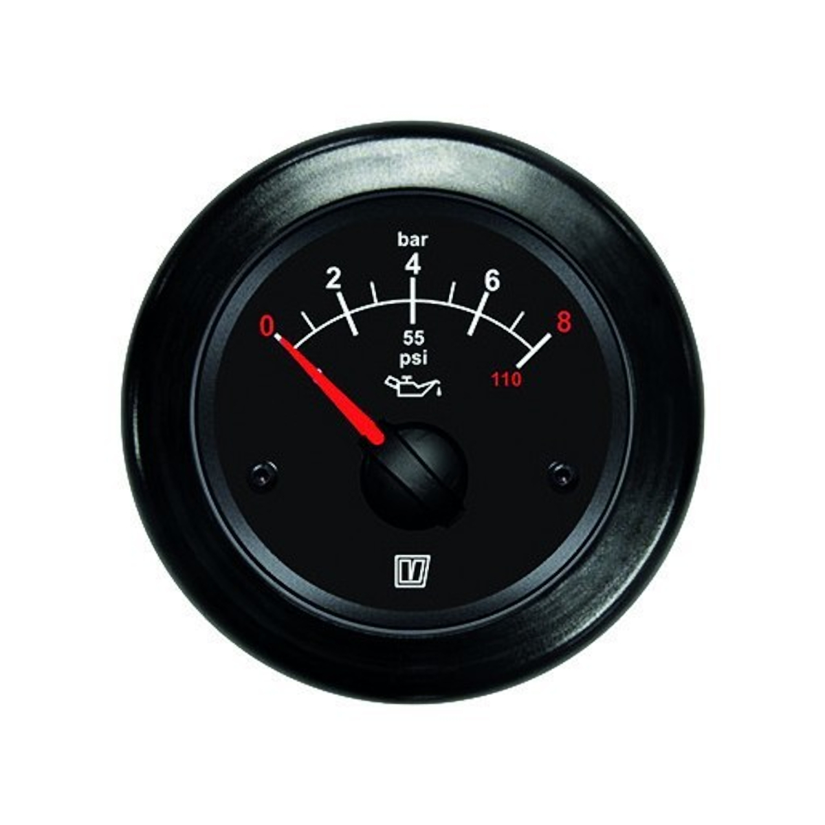 Vetus Öldruckanzeige, schwarz, 12/24 Volt