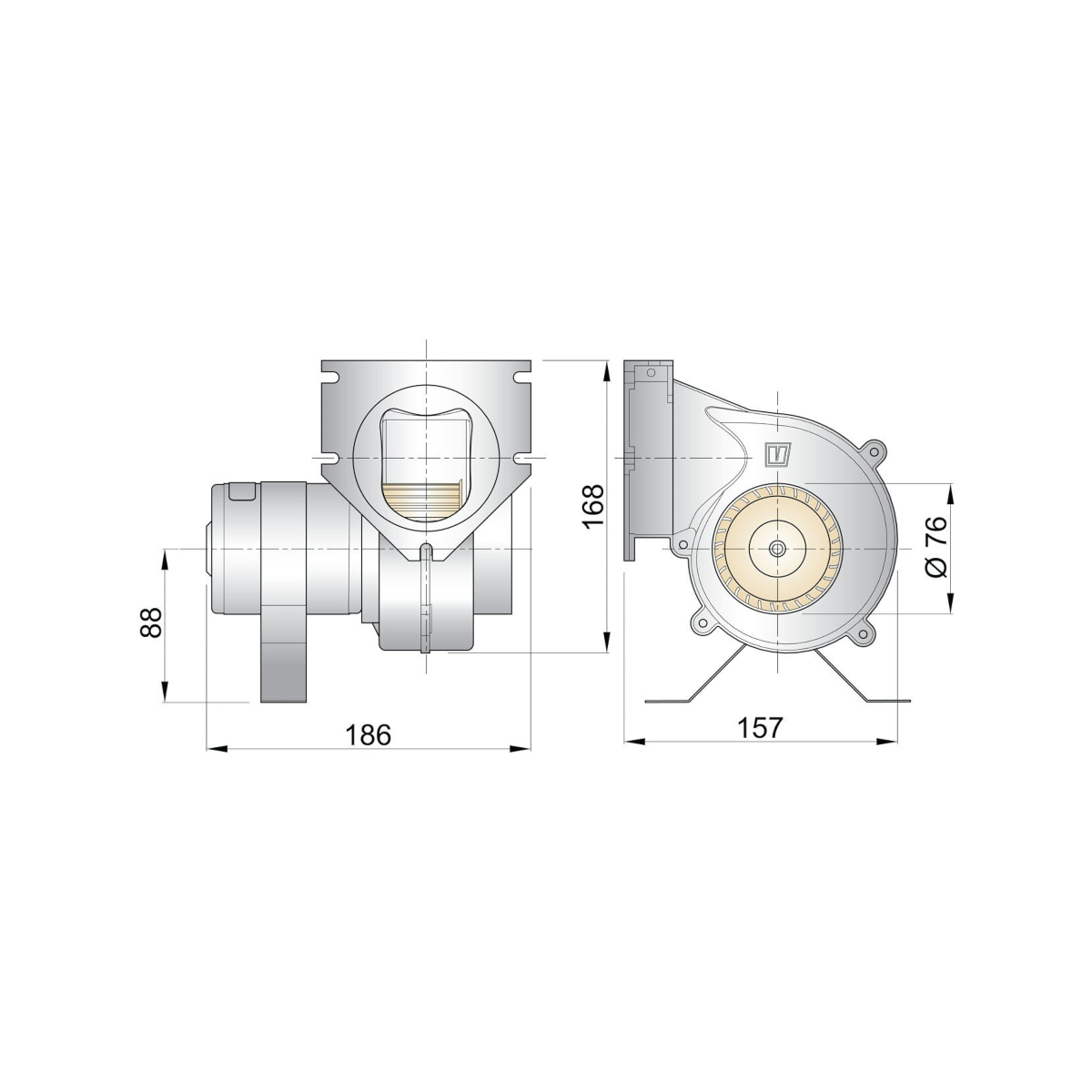 Vetus Absaugventilator VENT7612A, 12V, AD: 76mm