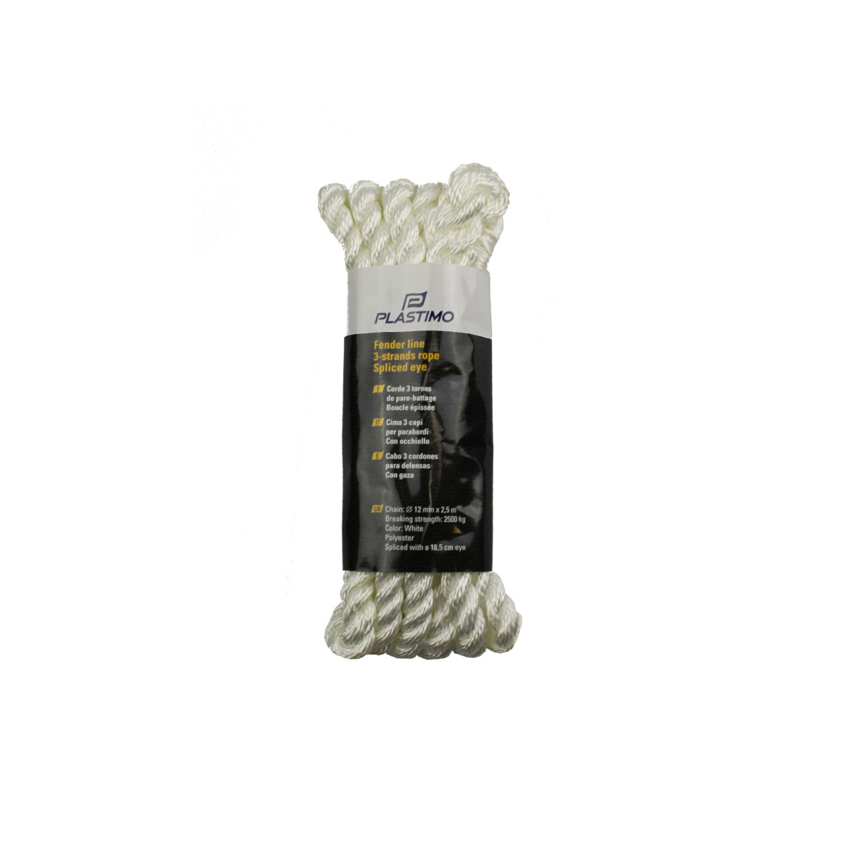 Plastimo Fenderleine mit Auge – weiß, 8mm, Länge 1,5m