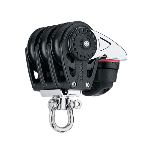 Harken 75mm Carbo Großschotblock - dreischeibig mit Wirbelschäkel und Klemme