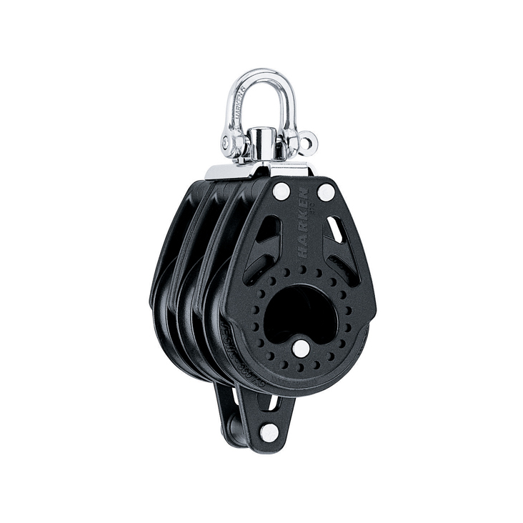 Harken 75mm Carbo Block - dreischeibig mit Wirbelschäkel und Hundsfott