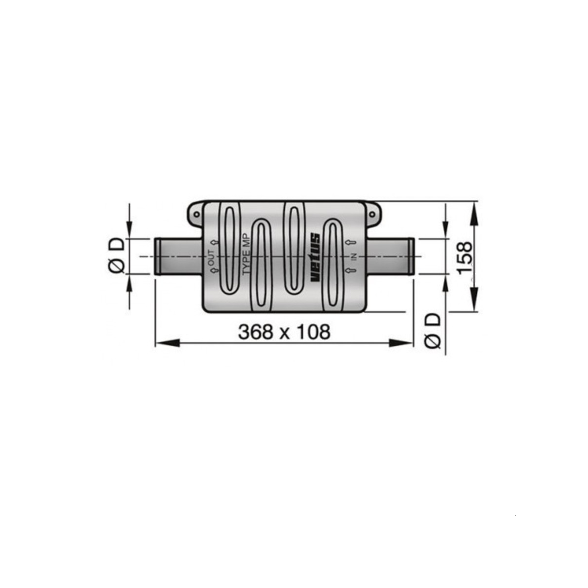 Vetus Schalldämpfer für Schläuche mit 40mm Innendurchmesser