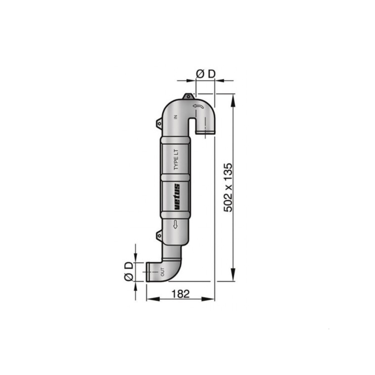 Vetus Schwanenhals für Auspuffschläuche mit 40mm Innendurchmesser