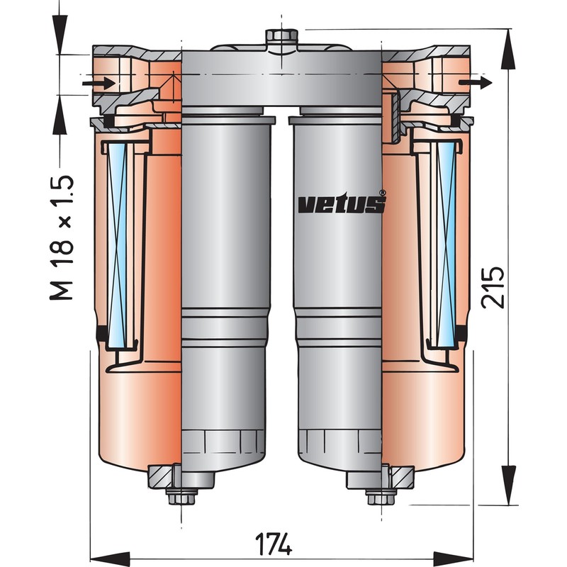 Vetus Wasserabscheider / Grobfilter 720l/Std.