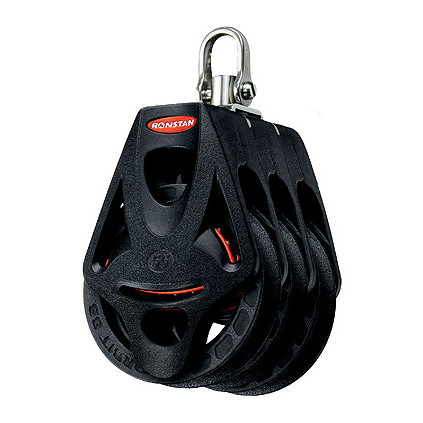Ronstan Orbit Block Serie 55 BB - dreischeibig mit Wirbelschäkel und Hundsfott
