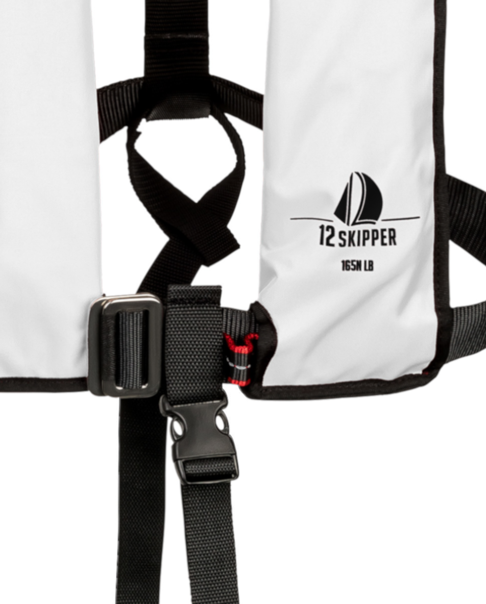 4er-Set 12skipper Automatik-Rettungsweste 165N ISO mit Harness, weiß inkl. 4 Wartungskits