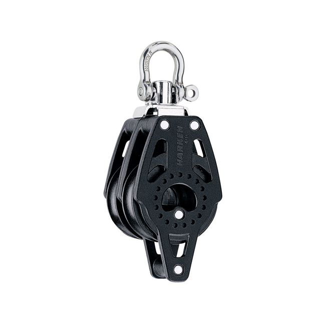 Harken 40mm Carbo Block - zweischeibig mit Wirbelschäkel und Hundsfott