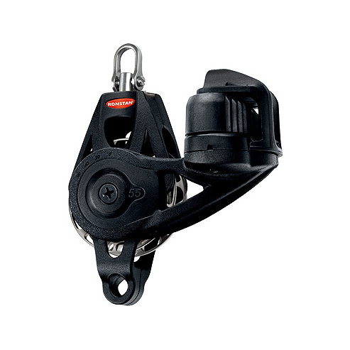Ronstan Orbit Block Serie 55 RT - einscheibig mit Wirbelschäkel, Hundsfott und Klemme, auto & manuell