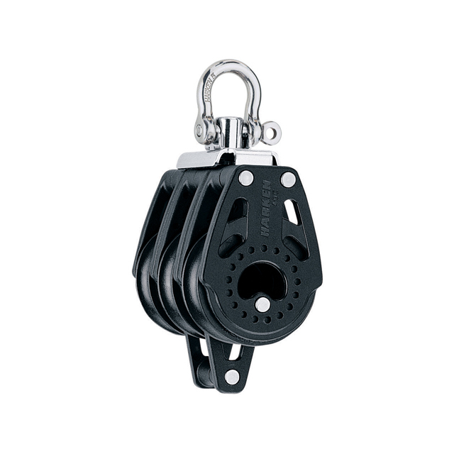 Harken 40mm Carbo Block - dreischeibig mit Wirbelschäkel und Hundsfott