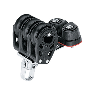 Harken 29mm Carbo Großschotblock - dreischeibig mit Wirbelschäkel und Klemme
