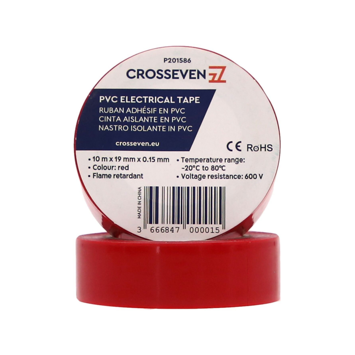 Crosseven PVC Isolierband bis 600V, 5 Stück - Farbe rot
