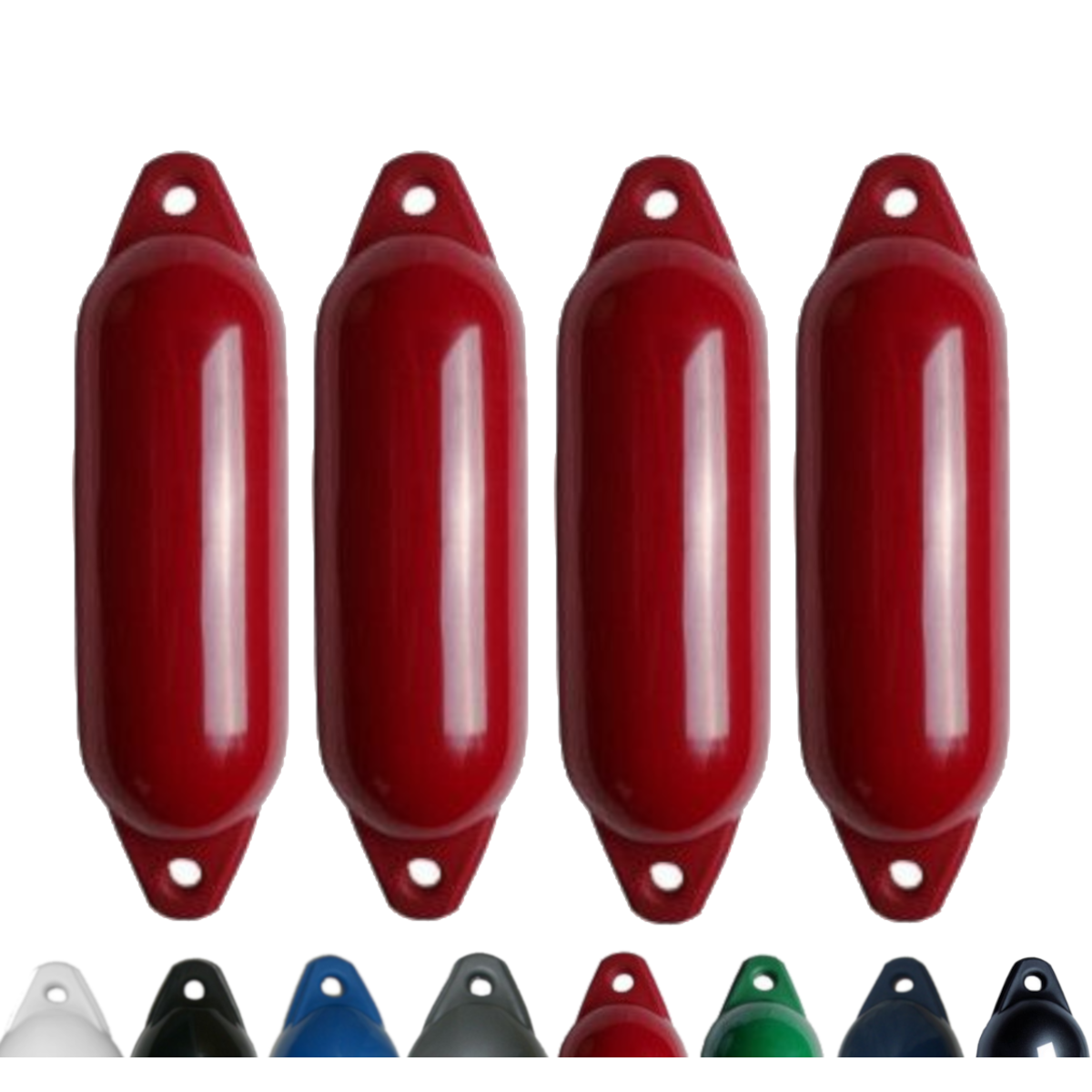Majoni Bootsfender 4er-Set Fender Star 25 Langfender - bordeauxrot, 58 x 15 cm