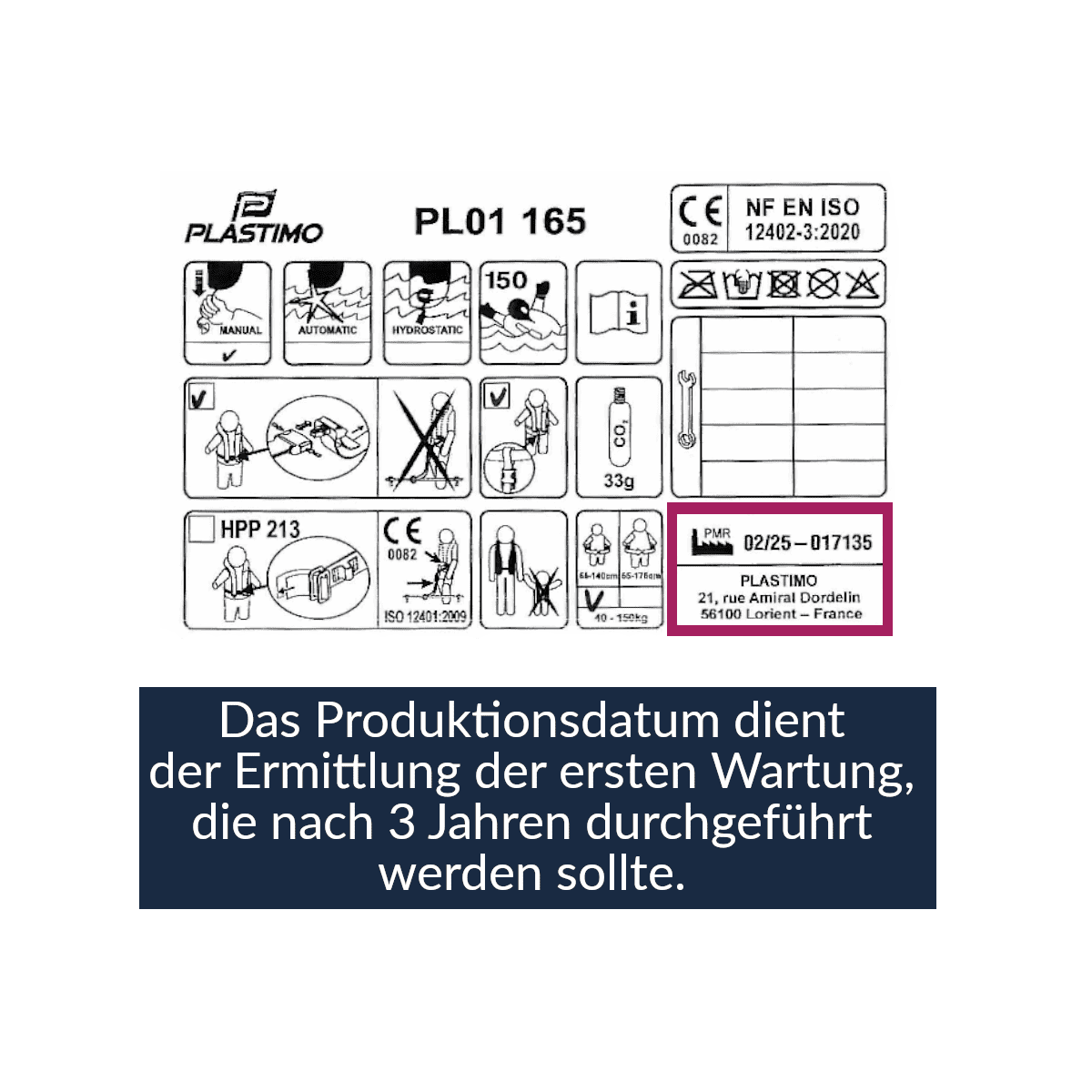 12skipper Automatik-Rettungsweste 165N ISO mit Harness, schwarz